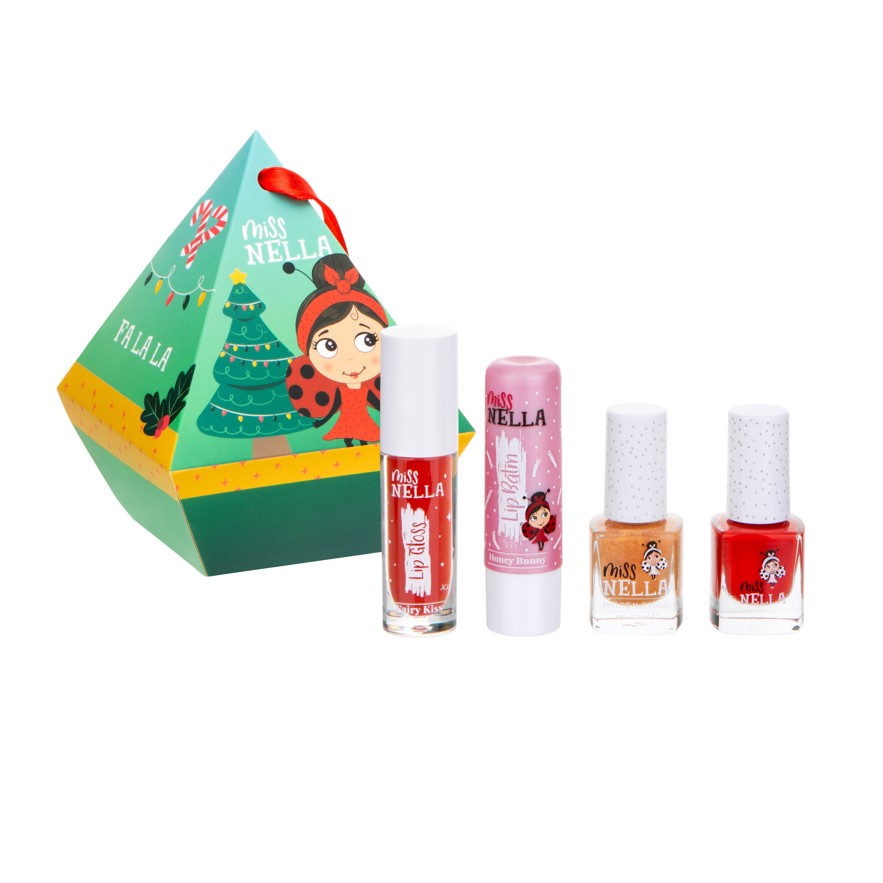 Festive Diamond 2 nail polishes with lip balm and lip gloss